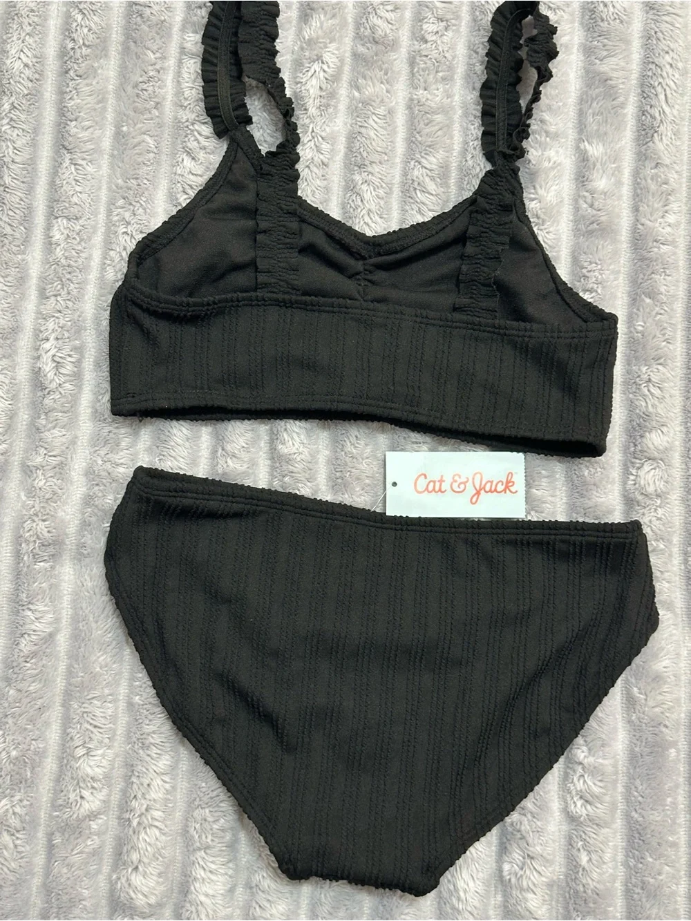 Cat & Jack Black Ribbed Girls' Two-Piece Swim Bikini